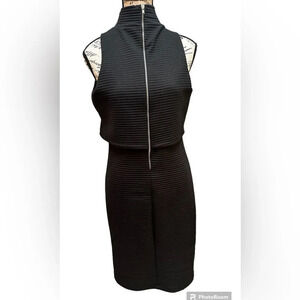 The Vanity Room silver zip ribbed black dress. Size med